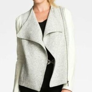 Truth and Pride White Leather Sleeve Moto Jacket Size Small